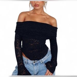 Black Lace Off-Shoulder Top